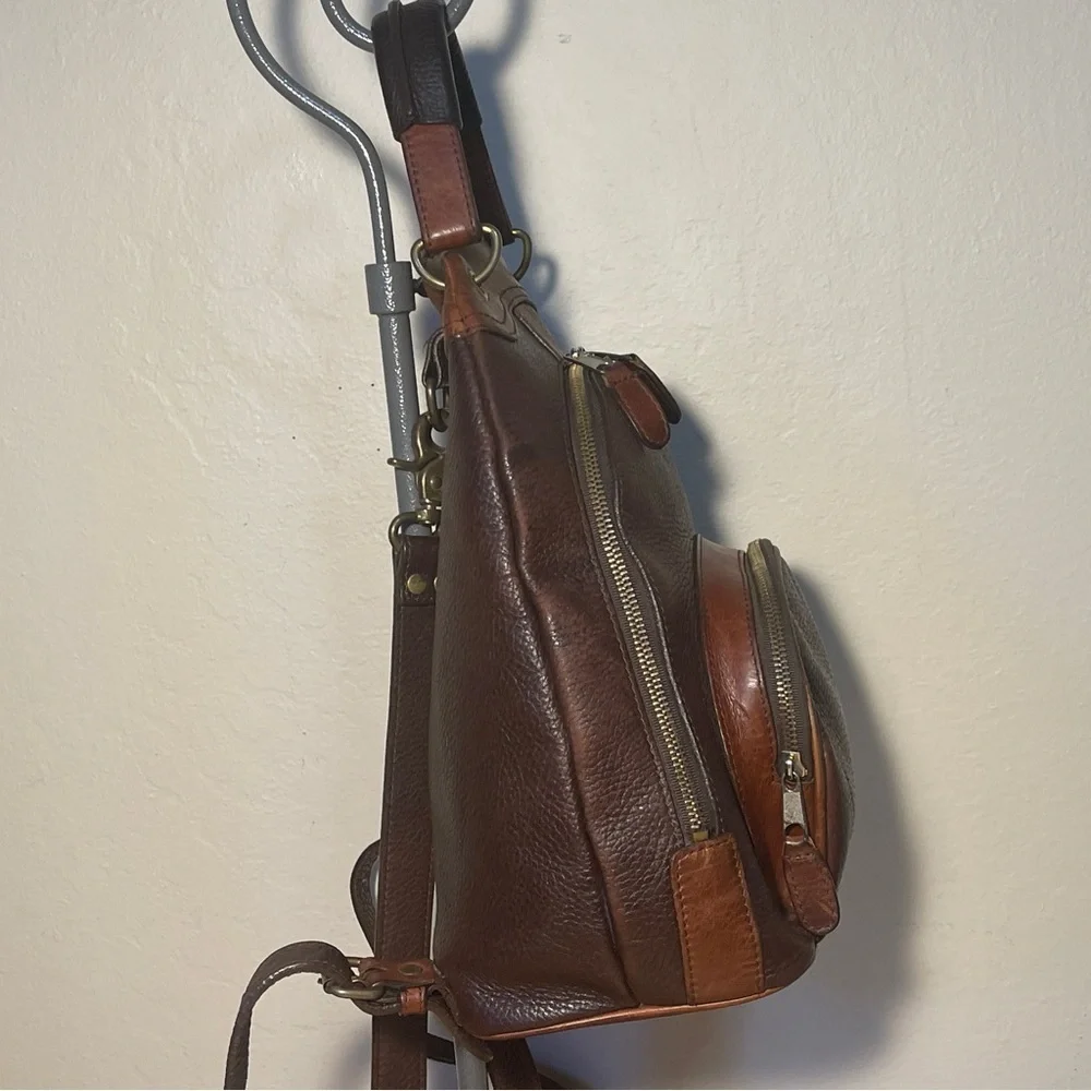 Vintage M. London New York Leathercraft Brown Leather Backpack Purse
